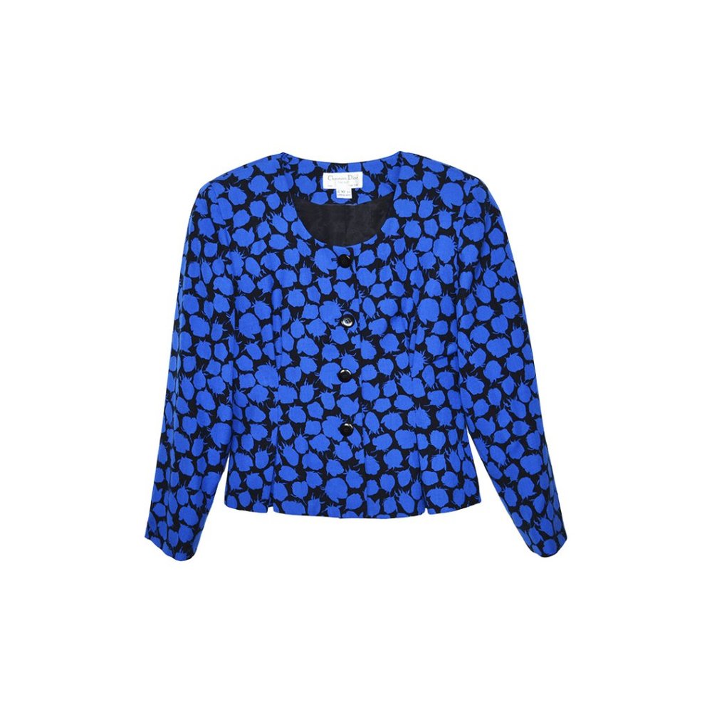 Dior Black and Blue Floral Jacket US 8/EU 38